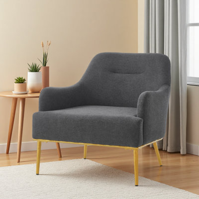 Chaise d'appoint moderne avec dossier incurvé et pieds en métal pour le salon