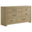 Grande commode Juhi, 6 tiroirs, conception asymétrique, bois de chêne clair