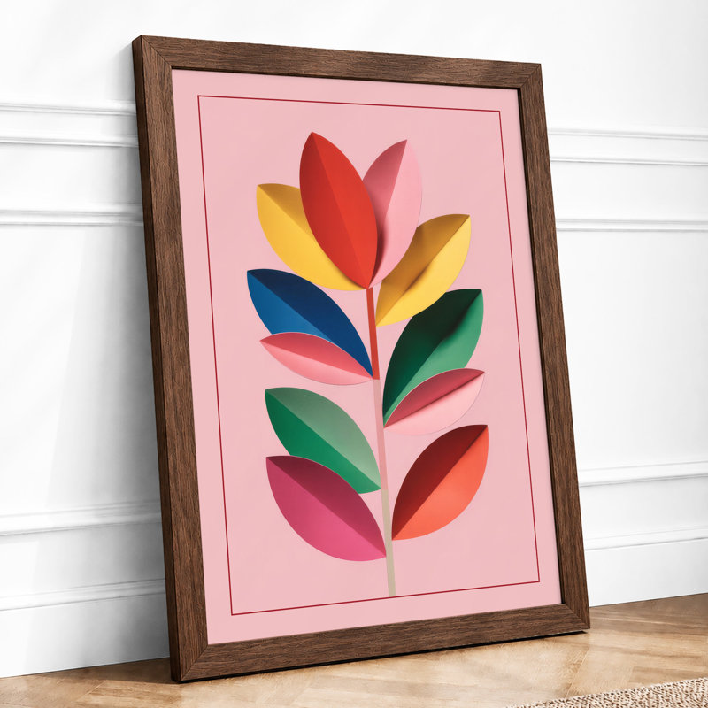 Stacked Petals Modern - Framed Print, A4 - 29.7 x 21.0 cm, Walnut