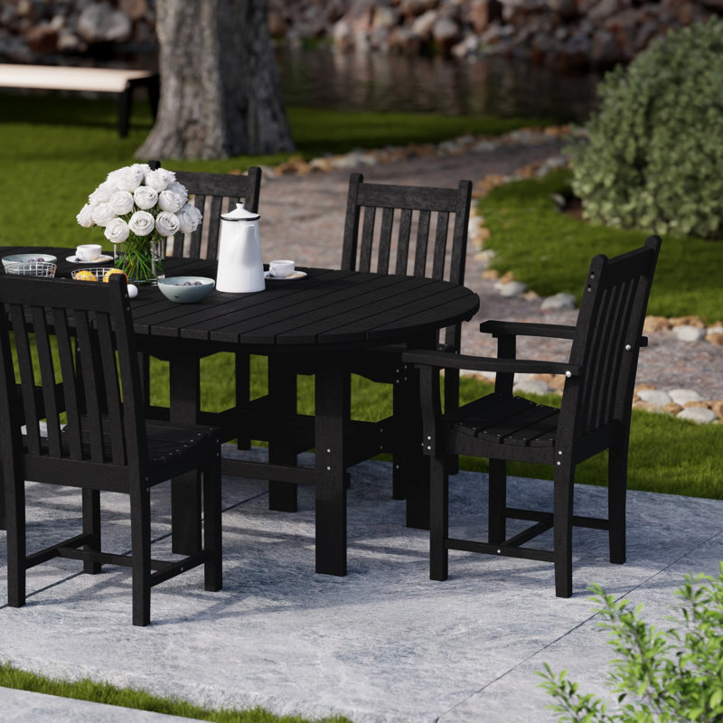 Classic 7-Piece 44" x 84" Dining Set, Black