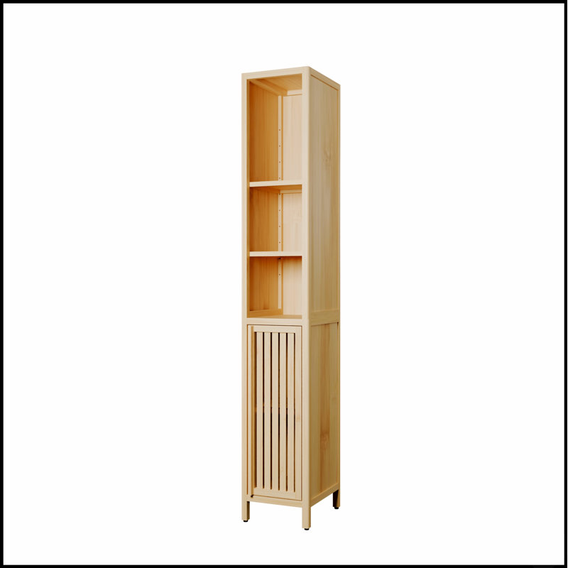 Armoire fine et haute en bambou naturel de grande capacité pour un rangement efficace et une décoration intérieure élégante