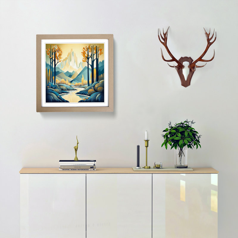 Landscape Deco No.4 - Framed Print, Oak