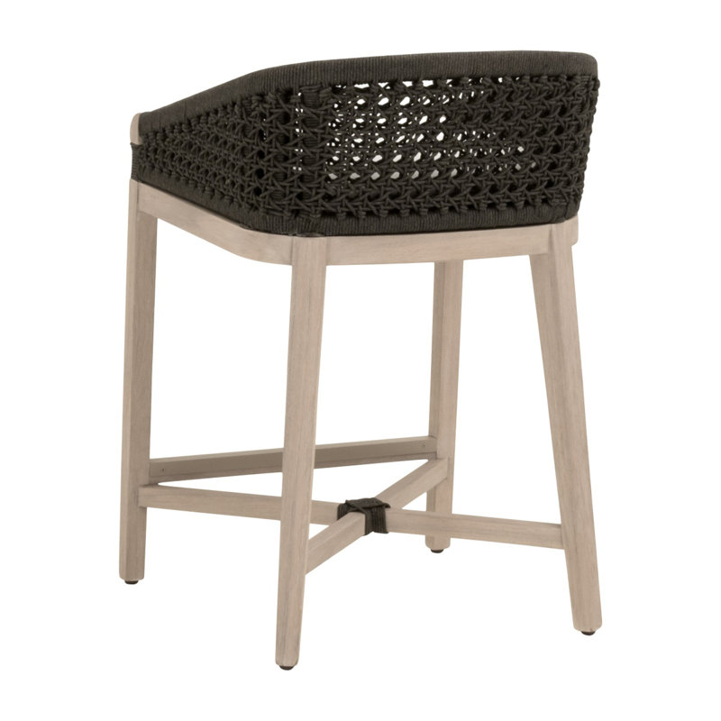 Montecito Dark Brown Rope Outdoor Counter Stool, Black