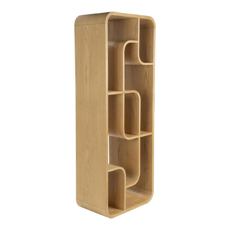 Cabinet Solid Wood Geometric Bookcase, Natural