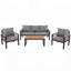 Ensemble de meubles d'extérieur 4 pièces avec accoudoirs en bois d'acacia, coussins amovibles et table basse de patio