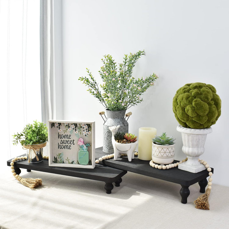 Black Wooden Desktop Display Risers Set