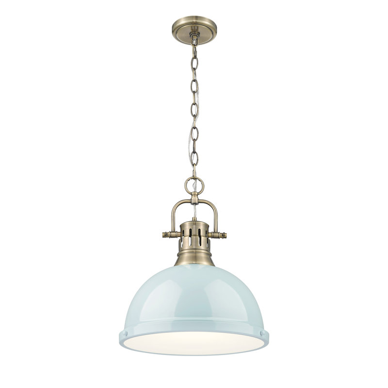 Luminaire suspendu à 1 lumière Alethia, Écume de mer, Laiton vieilli