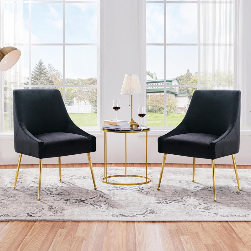  Chaise d'appoint rembourrée Krafick, Velours noir