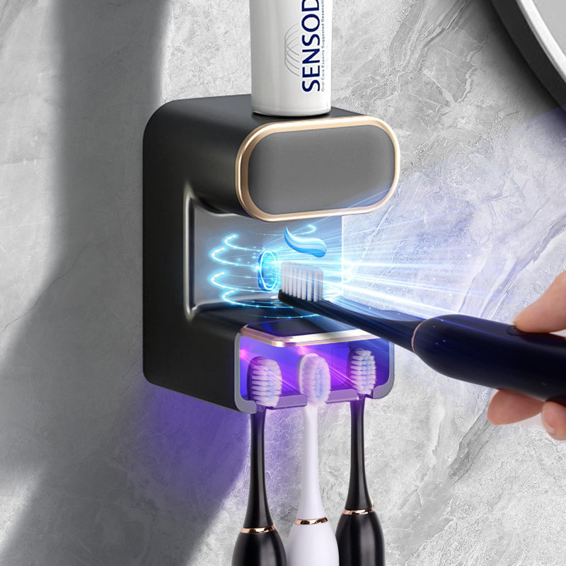 Automatic Toothpaste Dispenser,Wall Mounted Electric Toothpaste Dispenser With 3 Toothpaste Slots,Toothpaste Dispenser For Adults (Black)