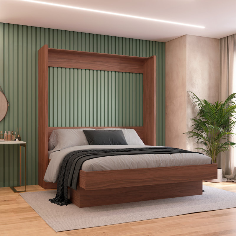 Dekari Storage Murphy Bed, Brown, King