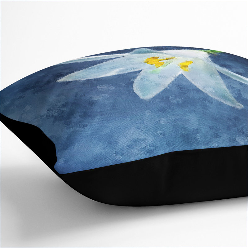 White Flower Scatter Cushion, Black, 55cm H x 55cm W x 20cm D