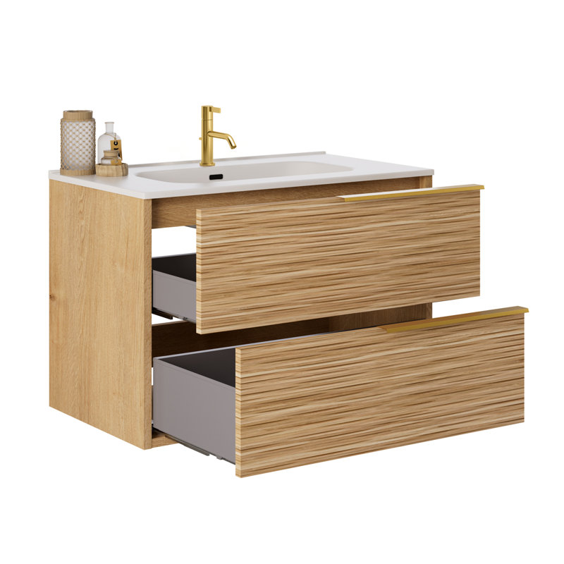 Meuble-lavabo mural simple 32 po Nora, Gold