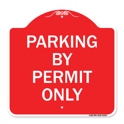 Enseigne Signmission Designer Series - Stationnement sur permis seulement | Panneau architectural rouge et blanc en aluminium de gros calibre 18 po x 24 po | Protégez votre entreprise et votre commune | Fabriqué aux États-Unis