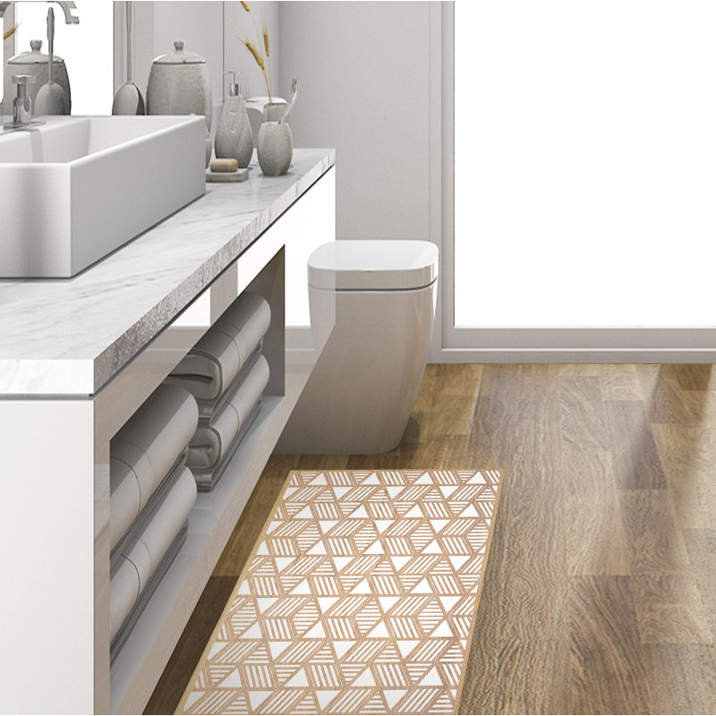 Ameno Geometric Vinyl Indoor / Outdoor Area Rug, Runner 66 x 250cm
