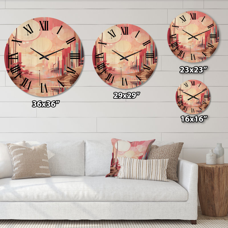 Horloge murale en bois massif Phillipsburg, Grand