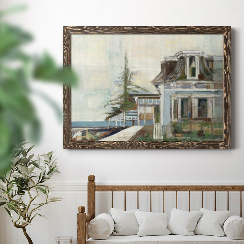 Port Townsend - cadre photo, reproduction d'art sur toile, H 23 po x l 32 po x P 1 po, Encadré de bois de noyer
