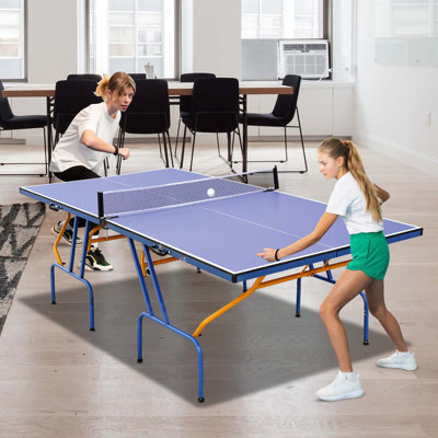 Ensemble de tennis de table pliable et portable avec raquettes, balles et filet pour une utilisation intérieure et extérieure