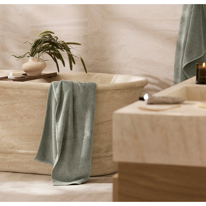 Turkish Ribbed Ribbed Bath Towel, Sageleaf
