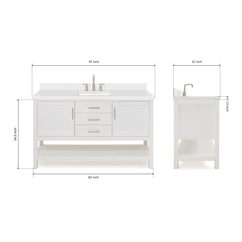 Bayhill 61'' W Single Vanity, Rectangular, White