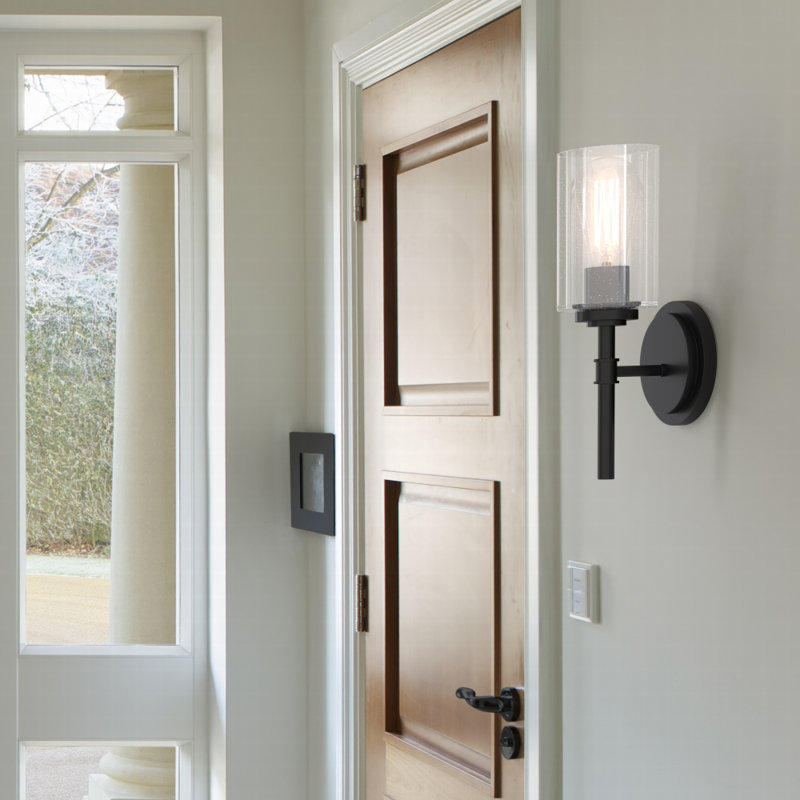 Wexton 1-Light 5.81” Wide Wall Sconce, Clear Bubble, Matte Black