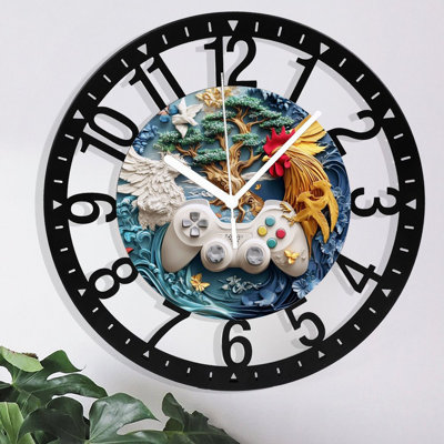 Horloge murale en métal pour le salon - Chemin forestier de 10 po bordé de fleurs Bluebell silencieuses, fonctionnant à piles, horloges antiques pour maison de campagne, chambre à coucher, cuisine - chiffres arabes