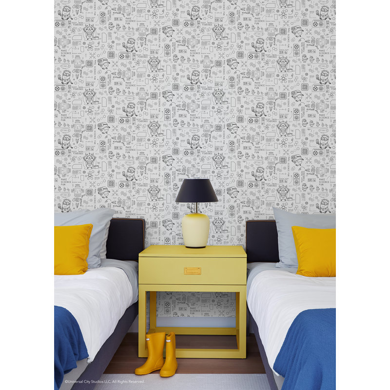 Papier peint adhésif «Minions Science In Progress» gris, Grey/White