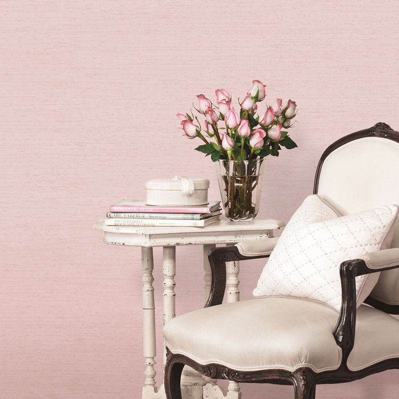 Moffitt 10m x 53cm Textured Satin Wallpaper Roll, Pink