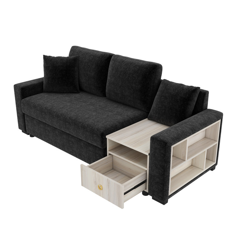 Canapé rembourré Calvera, L 79,3 po x P 31,1 po x H 32,3 po, Noir