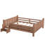 Lit double pour enfants en bois massif avec bibliothèques de rangement, escaliers et garde-corps mignons, aucun sommier nécessaire, naturel-1101205261-1101205263
