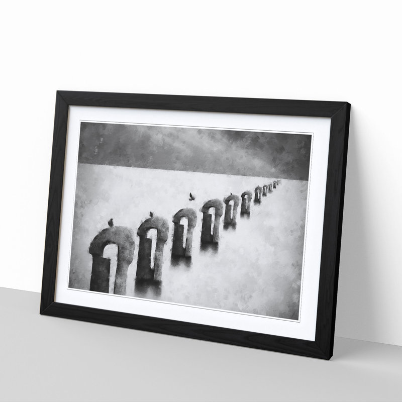 Perched Pigeons - Picture Frame Graphic Art Print, Black, 33cm H x 45cm W x 2cm D
