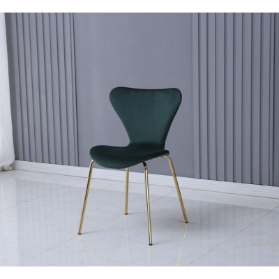 2 Jan Velvet Upholstered Dining Chair with Gold Metal Legs