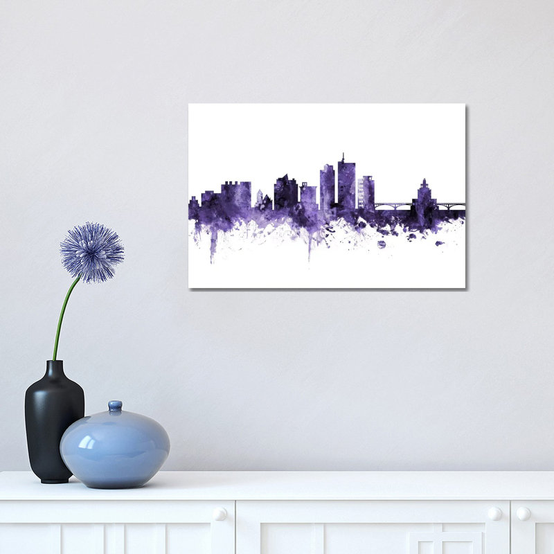 Cedar Rapids, Lowa Skyline by Michael Tompsett - 1 Piece Wrapped Canvas Painting, 30.48cm H x 45.72cm W x 1.91cm D