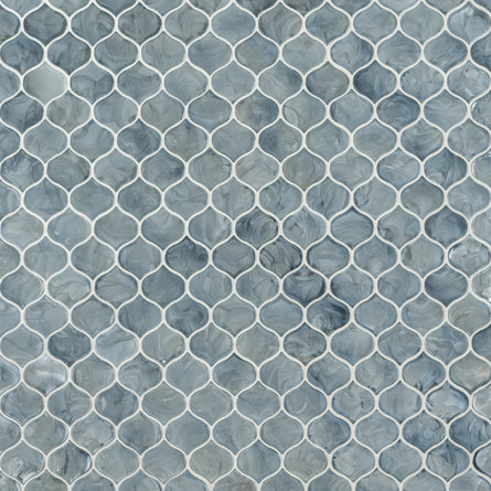 Blue Shimmer Arabesque 10 in. x 10.2 in. Glass Mesh-Mounted Mosaic Wall Tile