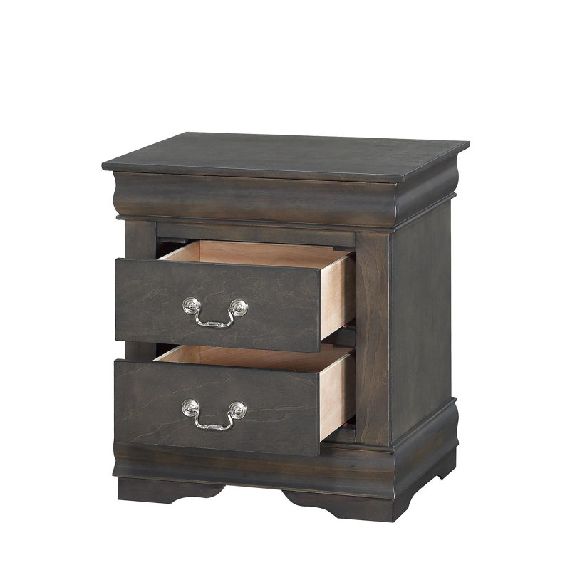 Table de chevet 2 tiroirs gris foncé