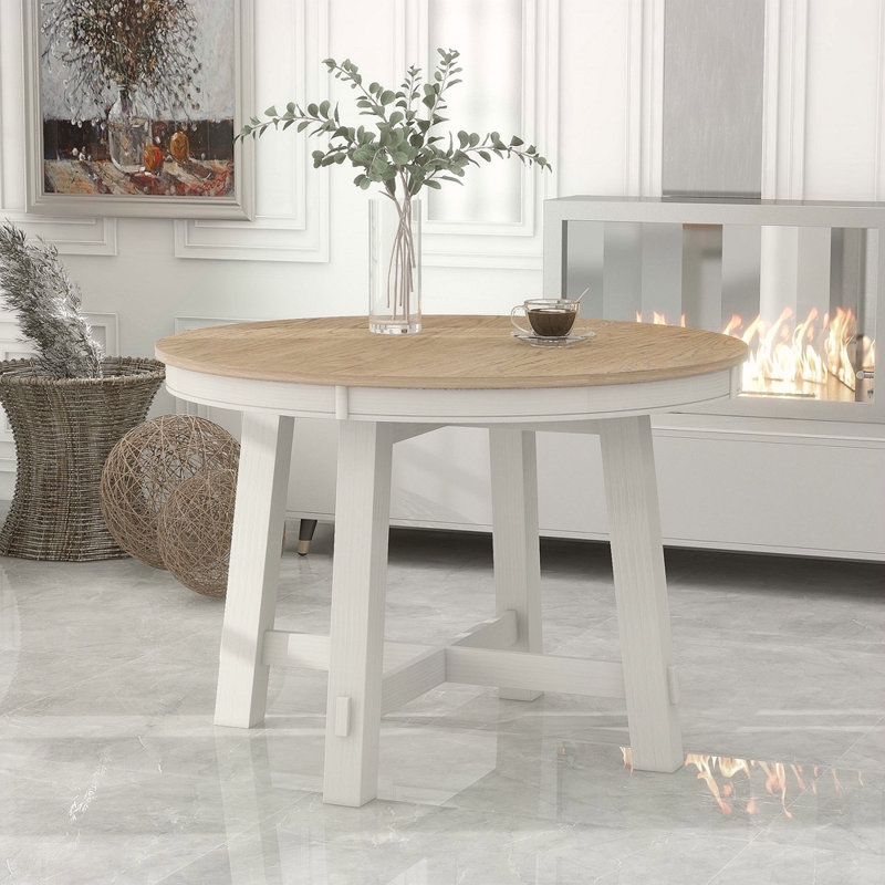 Table de salle à manger extensible Farmhouse, Chêne / blanc