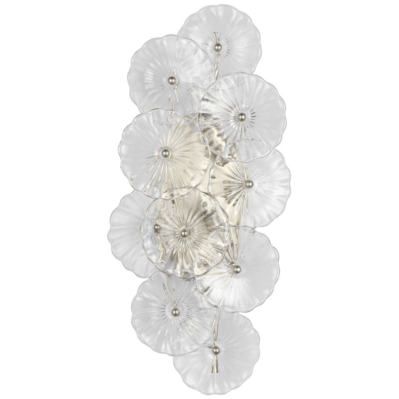 Julie Neill Gianna 21" Layered Sconce with Clear Glass, Clear, Burnished Silver Leaf