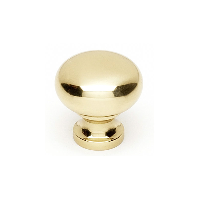 Mushroom Knob, Polished Brass, 1" H x 1" W x 0.63" D
