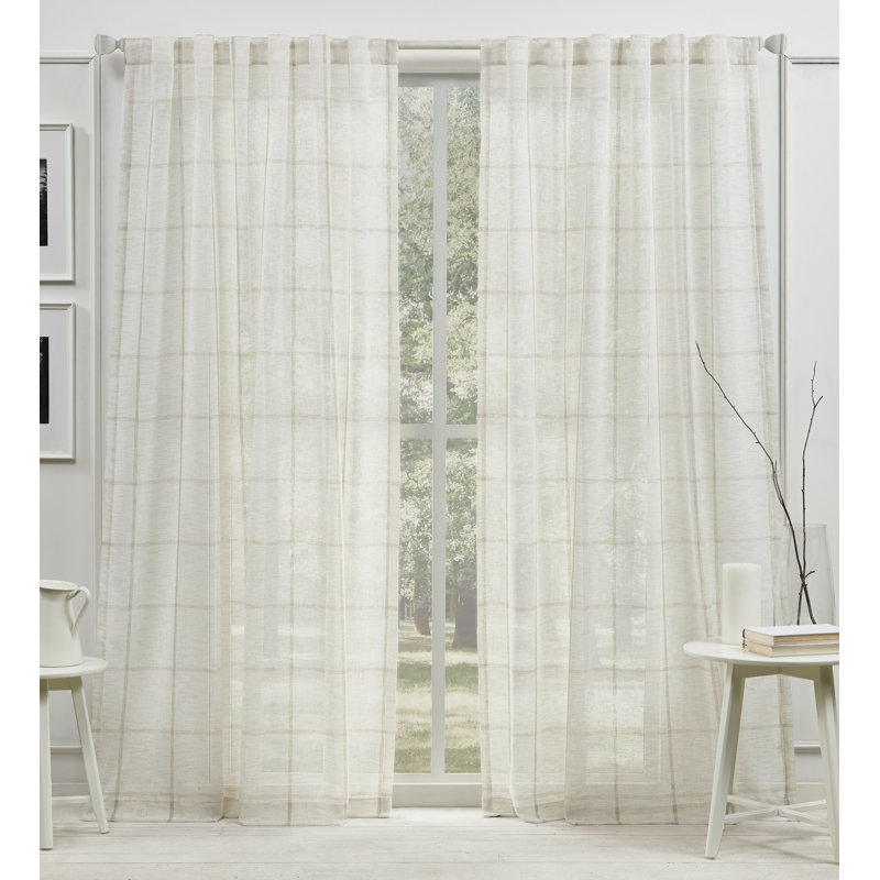 Lauren Ralph Lauren Rubin Sheer Back Tab/Rod Pocket Curtain Panel, 54" x 84", Beige