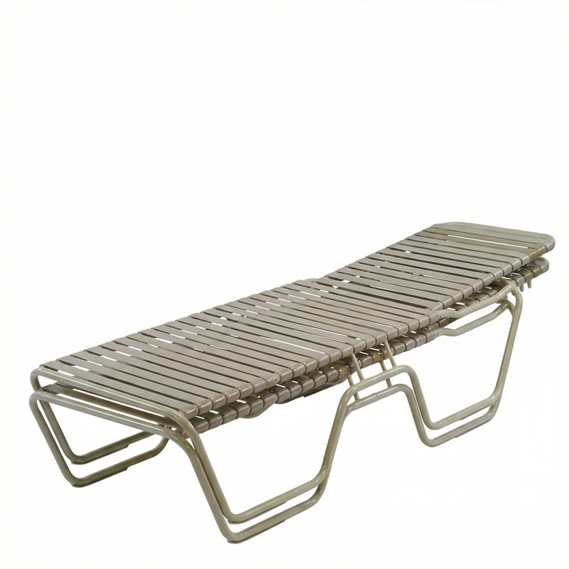 Windward Outdoor Country Club Armless Chaise, White Strap/Midnight