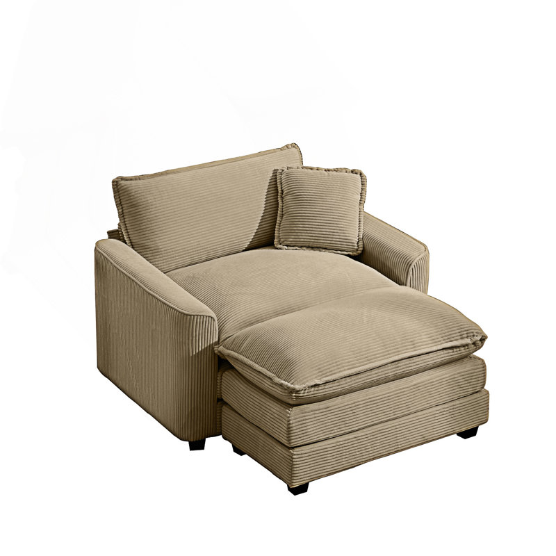 Fauteuil simple confortable, siège profond, canapé avec repose-pieds et coussin