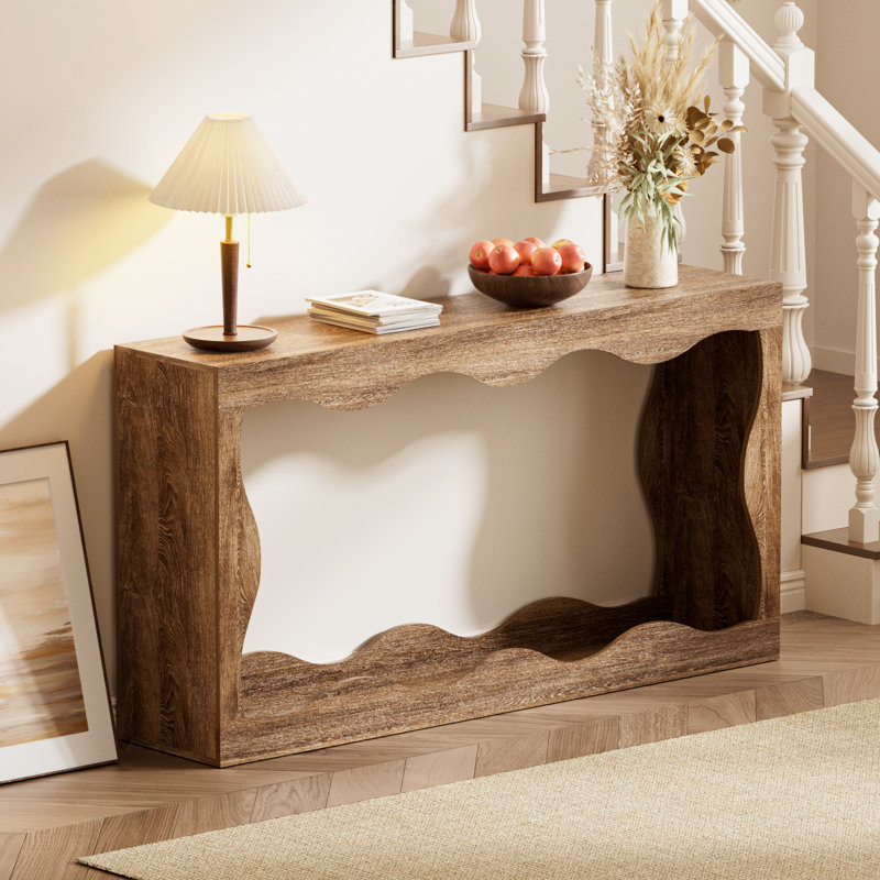 63-Inch Console Table With Storage Space, Walnut
