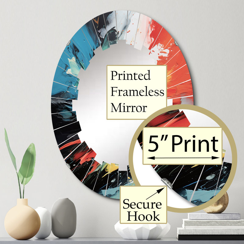 Tellson - Miroir mural Mid-Century ovale, 30 po x 20 po