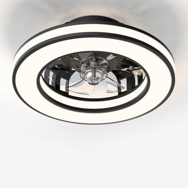 16'' Compact Bladless Ceiling Fans With Dimmable LED Lights And Remote Control, 3 Colors, Black; White