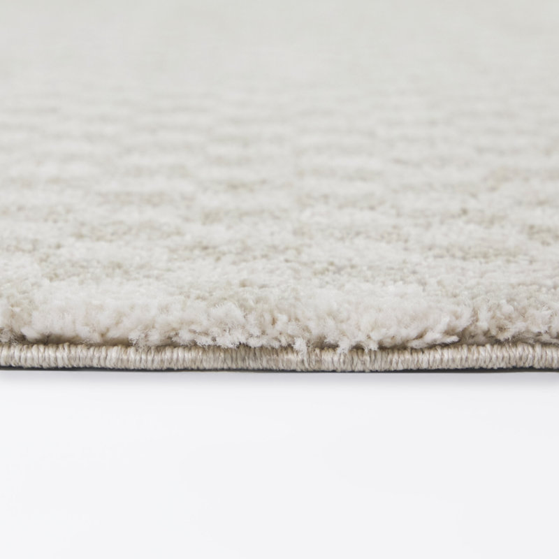Bashein Cream Micro Check Area Rug, Rectangle 5'3" x 7'