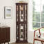 Vitrine lumineuse avec 6 tablettes, peu encombrante, construction, détails raffinés, verre doux cerise de qualité musée, dossier en miroir, 4 outils de configuration,