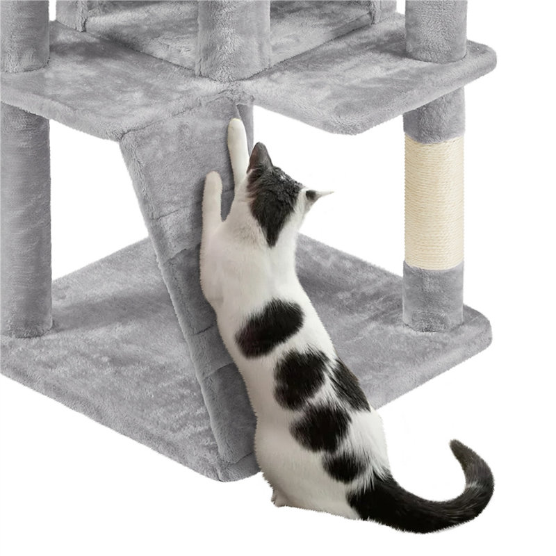 Cat Tree, Light Grey, 158cm H x 49cm W x 49cm D