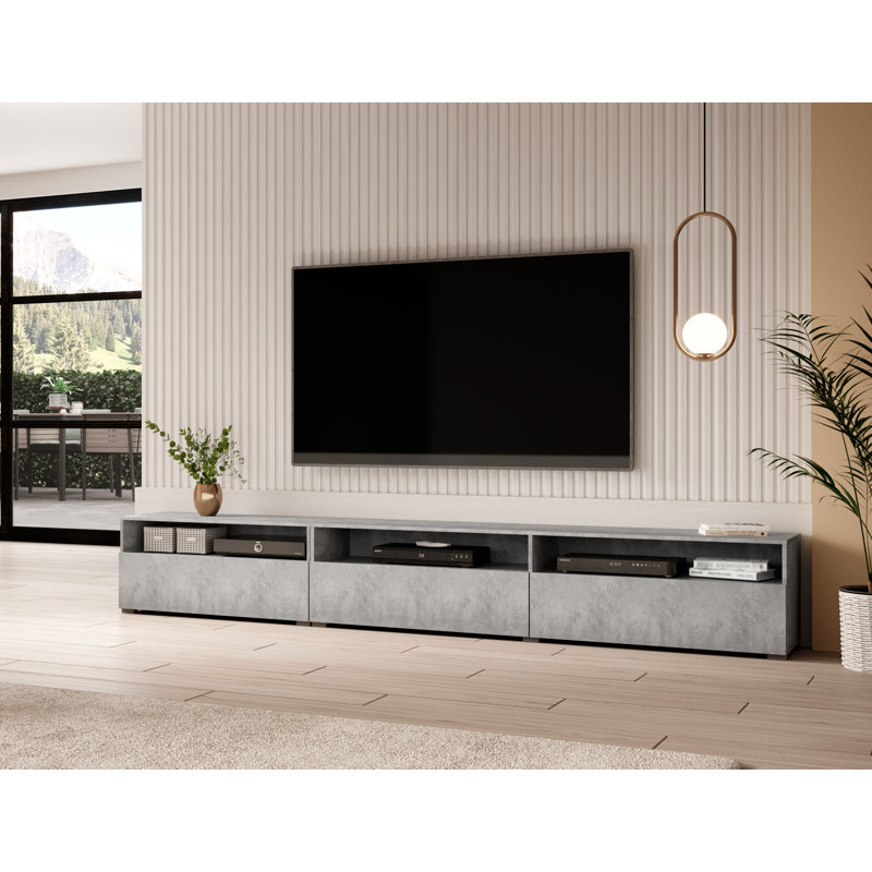 Carlotta Unfinished TV Stand for TVs up to 78", Grey Marble