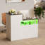Treesunshine Reception Desk with Lights & Display Shelf, 120cm Reception Counter with Drawer, Cupboards, Keyboard Tray