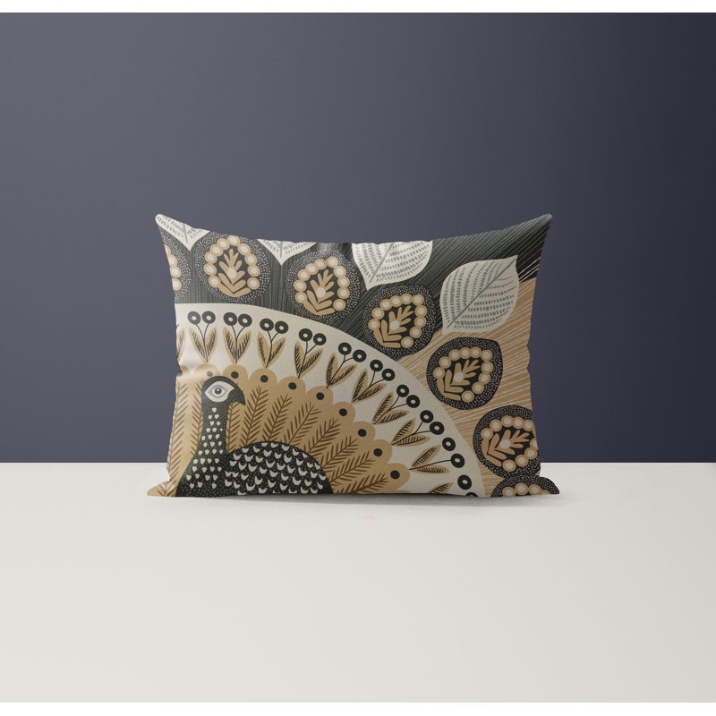 Nica Microsuede Rectangular Pillow, Gray/Ochre/Beige
