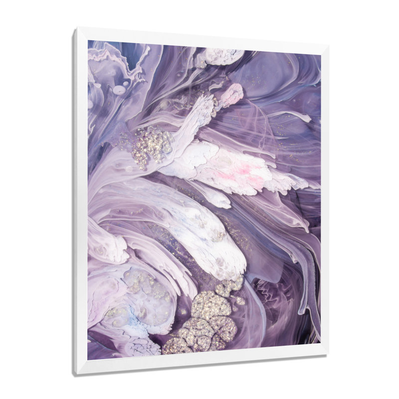 Mauve liquide Art Ripples - art mural moderne sur toile, Impression encadrée, H 20 po x l 12 po, Blanc